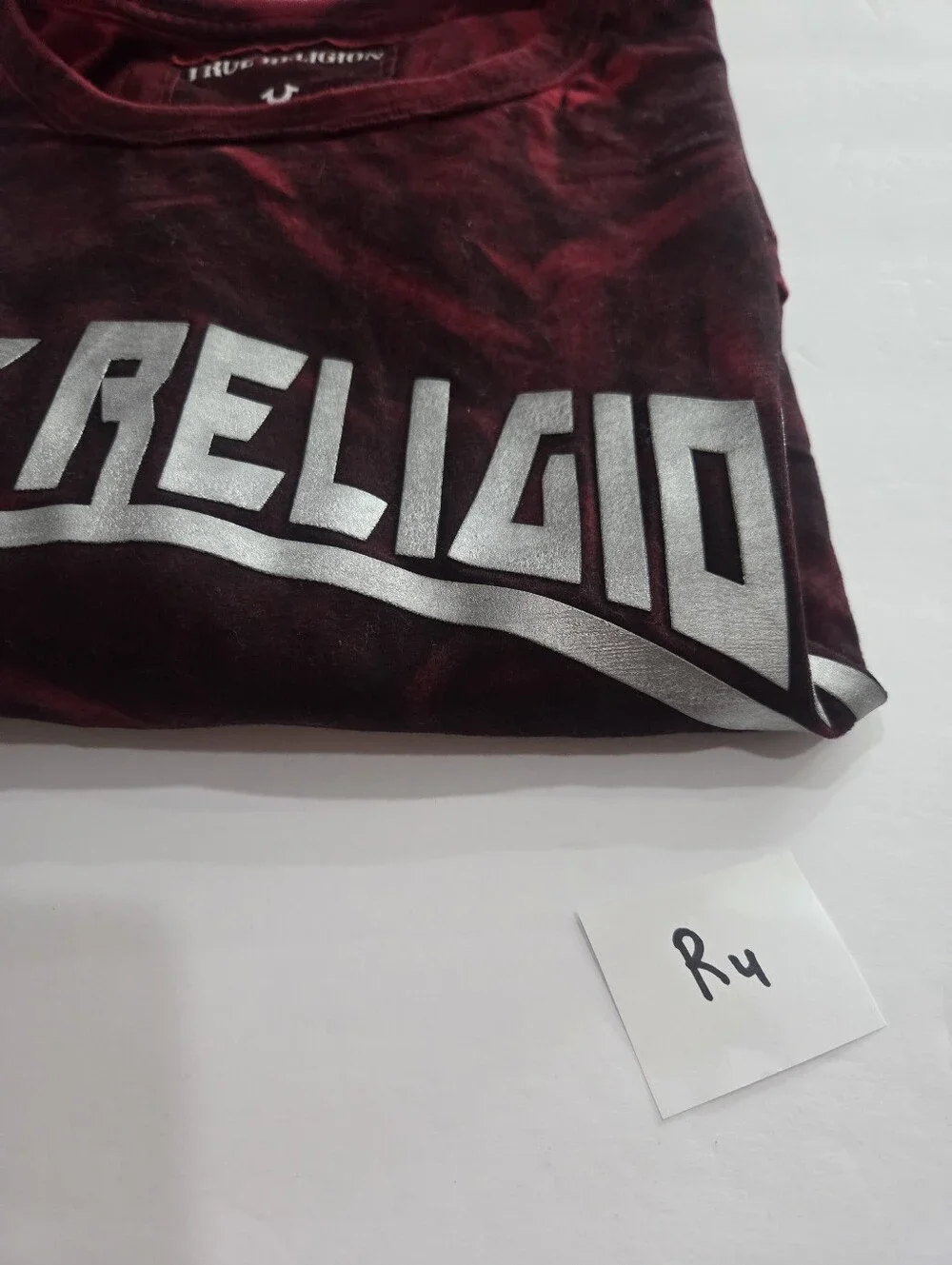 True Religion Maroon Red Tie-Dye Logo Short Sleeve Tee Sz.XXL